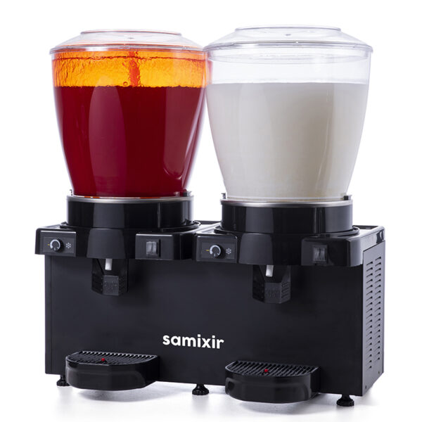 Samixir SM44 Panoramik Twin Soğuk İçecek Dispenseri, 22+22 lt, Karıştırıcılı ve Fıskiyeli, Siyah