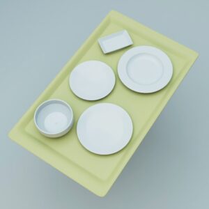 Güral Porselen Tabak ve Erkoplas Tepsi Seti - 6'lı Set - Görsel 3