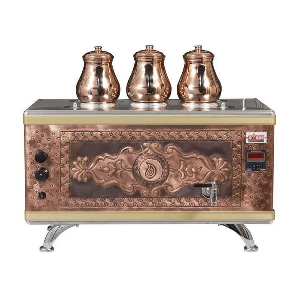 Ateşe TCAGE03 Titanium Compact 3 Demlikli Bakır Gazlı ve Elektrikli Çay Kazanı - 34 Litre