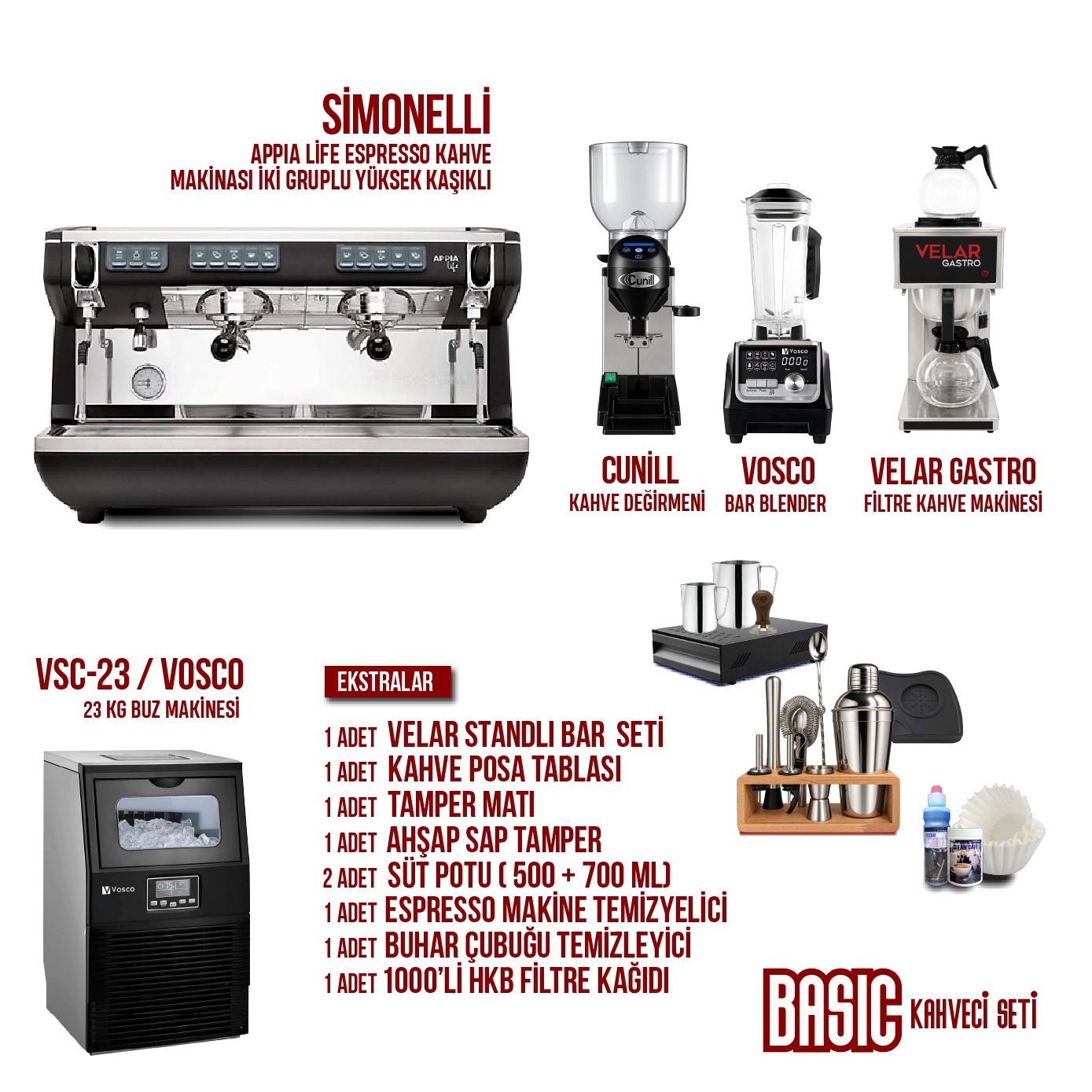 Basic Cafe Ekipmanları Seti - Simonelli Kahveci Seti