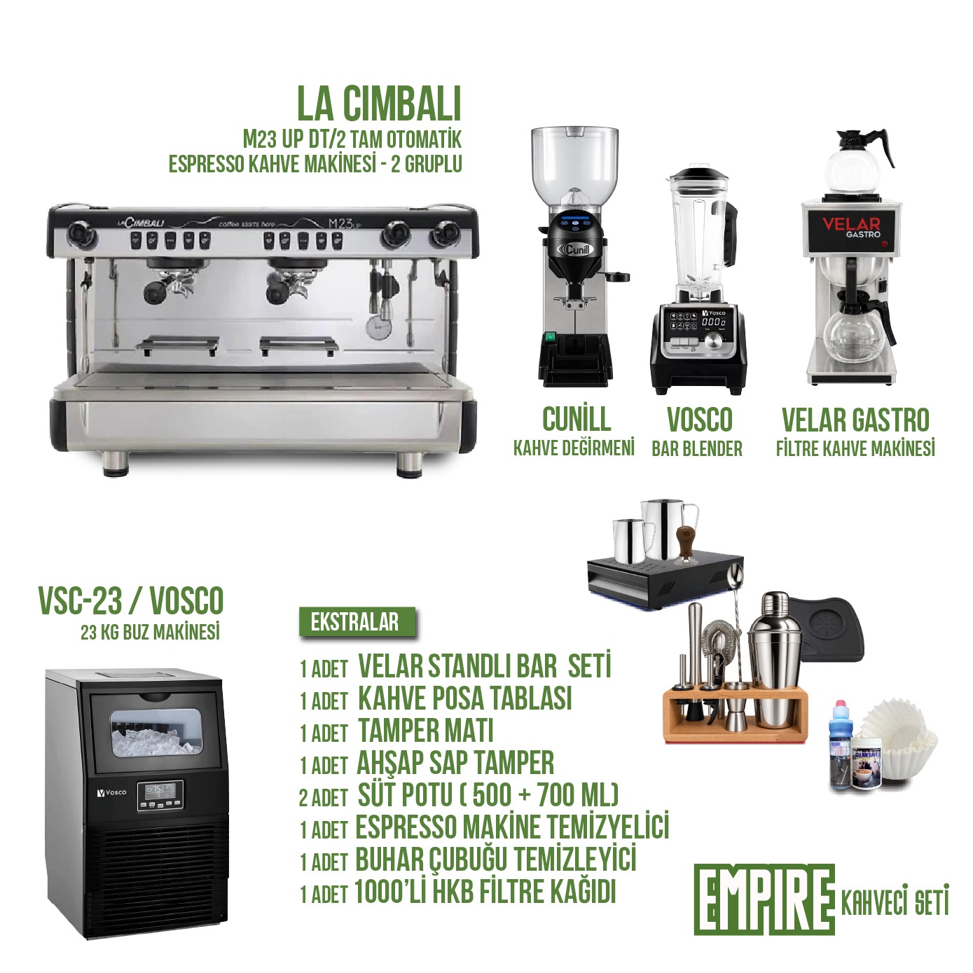 Empire Cafe Ekipmanları Seti - La Cimbali Kahveci Seti